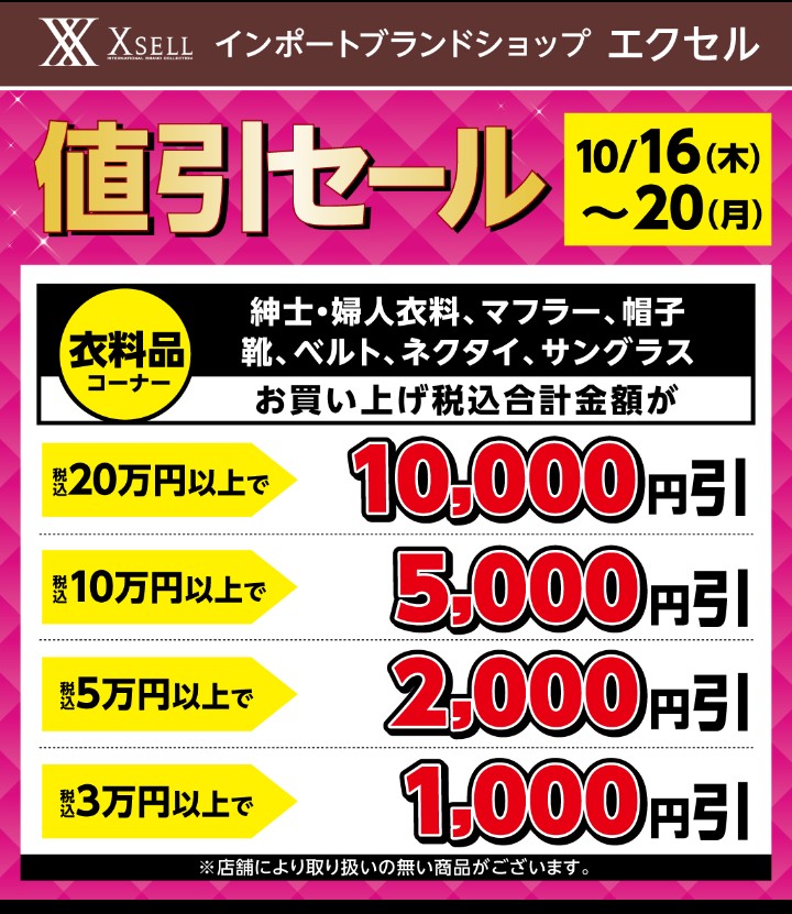 衣料品コーナー値引きセール イメージ画像